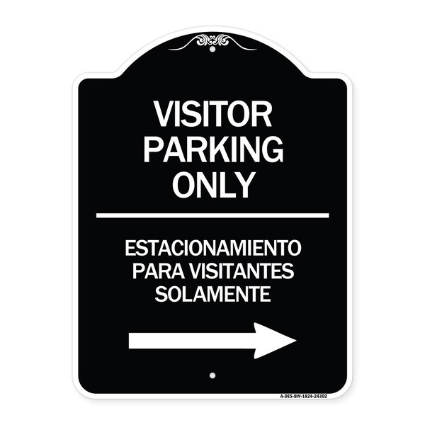 Signmission Bilingual Reserved Parking Visitor Parking Only Estacionamiento Para Visitantes, A-DES-BW-1824-24302 A-DES-BW-1824-24302 - main